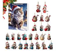 Cat 2026 With 24 Acrylic Cat Ornaments For Daily Christmas | 24 Day With 24 Assorted 2D Acrylic Cat Pendants, Each With A Top Hole For Easy Hanging