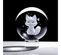 Cat 3D Crystal Ball Gifts for Women 2.36 in. Glass Shpere Lovely Cartoon Kitten Figurines with Stand Paperweights for Girls Daughter Cat Themed Presents for Animal Lovers Ornament for Her Birthday