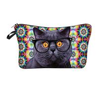 Cat 3D Printed European and American Cosmetic Bag Hand Bag Women's Storage Wash Bag Custom Tote Bags (B, One Size)