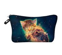 Cat 3D Printed European and American Cosmetic Bag Hand Bag Women's Storage Wash Bag Denim Tote Bag (F, One Size)
