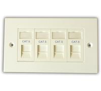 Cat 5 4 Way Quad Data Network Outlet Kit, Faceplate, Module Lan Data