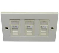 Cat 5e 3 Way Triple Data Network Outlet Kit, Faceplate, Module Lan Data