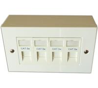 Cat 5e 4 Way Quad Data Network Outlet Kit, Faceplate, Module, Backbox.