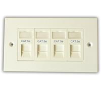 Cat 5e 4 Way Quad Data Network Outlet Kit, Faceplate, Module Lan Data