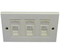 Cat 6 3 Way Triple Data Network Outlet Kit, Faceplate, Module Lan Data