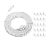 Cat 6 Ethernet Cable 10M, High-Speed Flat RJ45 LAN Gigabit Network Cable with 100 Fixing Clip, Pure Copper Core Ethernet Cable 100Mbps Transmission Rate(White)