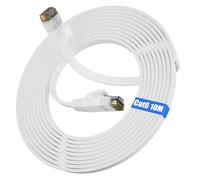 Cat 6 Ethernet Cable 10m, High Speed Internet Cable 10m Flat LAN RJ45 Cable Gigabit 1000Mbps Network Cable White Patch Extra Long Wifi Cables Slim Wlan Cables for Router