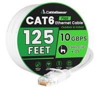 Cat 6 Ethernet Cable 125 ft, Indoor&Outdoor, High Speed 10Gbps Internet Network, Pure Copper Flat Ethernet Patch Cable Long, Computer LAN Cable with Clips & Straps for Router, Modem, PS4/5, White
