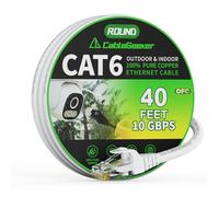 Cat 6 Ethernet Cable 40 ft, Indoor&Outdoor, High Speed 10Gbps 24AWG Pure Copper Internet Network Cable, Cat6 Ethernet Patch Cable Long, PoE Computer LAN Cable for Router, Modem, PS5/4, White