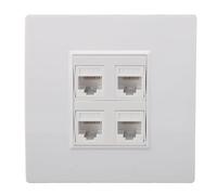 Cat 6 Ethernet Wall Plate 4 Port, Female To Female Socket with Removable Ladder Jack, for CAT5, CAT5E, CAT6, CAT6A Ethernet Network Connection