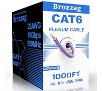 Cat 6 Plenum Cable 1000ft | 23AWG, 550MHz, 10Gbps UTP Ethernet | CMP Fir Jacket | Tangle-Free Easy-Pull Spool | CCA | Bulk Cat6/Cat5e Internet Cable for Commercial & Home Networking, Purple