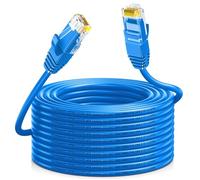 Cat 6A Outdoor LAN Cable, 15 m Network Cable, Outdoor Waterproof Direct Burial LLDPE Ethernet Cable - 24AWG 10Gbps 500MHz High Speed Gigabit WiFi Cable