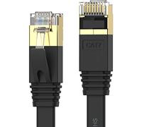 Cat 7 Ethernet Cable 100 ft High Speed 10Gbps 600MHz, Shielded Long Ethernet Cord, LAN Cable with RJ45, Flat Internet Network Patch Cord, Fast LAN Wire for Gaming, PS5/4/3, Xbox, Modem, Router