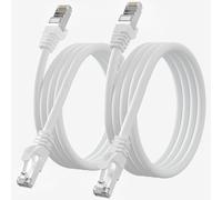 Cat 7 Ethernet Cable 3m 2 Pack, High Speed Internet Cable White Network Cables 600MHz 10Gbps Shielded Wifi Cables 24AWG Patch Cables RJ45 LAN Cables Outdoor Wlan Cables for PS5/4 Router Modem