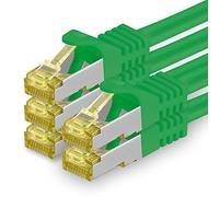 1aTTack.de Cat.7 network cable 0.25 m green pack of 5 Cat7 Ethernet cable network LAN cable raw cable 10 Gb s SFTP PIMF LSZH set patch cable with Rj 45 plug Cat.6a