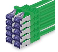 Cat.7 network cable 0.25m - green - 10 pieces - Cat7 patch cable (SFTP/PIMF/LSZH) raw cable 10 Gb/s with Rj 45 connector Cat.6a - 10 x 0.25 meters green