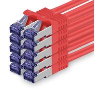 Cat.7 network cable 0.25m - red - 10 pieces - Cat7 patch cable (SFTP/PIMF/LSZH) raw cable 10 Gb/s with Rj 45 connector Cat.6a - 10 x 0.25 meters red