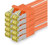 Cat.7 network cable 0.5 m orange pack of 10 Cat7 Ethernet cable network LAN cable raw cable 10 Gb s SFTP PIMF LSZH set patch cable with Rj 45 plug Cat.6a