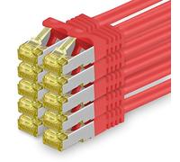 1aTTack.de Cat.7 network cable 0.5 m red pack of 10 Cat7 Ethernet cable network LAN cable raw cable 10 Gb s SFTP PIMF LSZH set patch cable with Rj 45 plug Cat.6a
