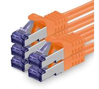 Cat.7 network cable 10m - orange - 5 pieces - Cat7 patch cable (SFTP/PIMF/LSZH) raw cable 10 Gb/s with Rj 45 connector Cat.6a - 5 x 10 meters orange