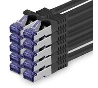 Cat.7 network cable 3.0 m - black - 10 pieces - Cat7 patch cable (SFTP/PIMF/LSZH) raw cable 10 Gb/s with Rj 45 connector Cat.6a - 10 x 3 meters black