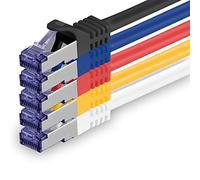 Cat.7 network cable set 3.0 m - 5 colors 03-5 pieces - Cat7 patch cable (SFTP PIMF LSZH) raw cable 10 Gb/s with Rj 45 connector Cat.6a - 5 x 3 meters 5 colors 03