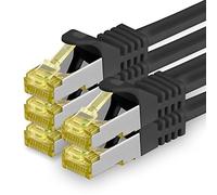 Cat.7 Patch Cable Set, S/FTP (PiMF) Ethernet LAN Network Cables, 10 Gigabits/10000 Mbps - High Speed - 600 MHz with Locking Protection, Halogen-Free (LSZH) Noir - 5 pièces 3m