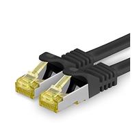 Cat.7 Patch Cable Set, S/FTP (PiMF) Ethernet LAN Network Cables, 10 Gigabits/10000 Mbps - High Speed - 600 MHz with Locking Protection, Halogen-Free (LSZH) Noir - 1 pièce 0,25m