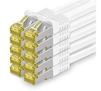 Cat.7 Patch Cable Set, S/FTP (PiMF) Ethernet LAN Network Cables, 10 Gigabits/10000 Mbps - High Speed - 600 MHz with Locking Protection, Halogen-Free (LSZH) Blanc - 10 pièces 2m