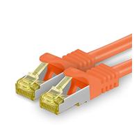 Cat.7 Patch Cable Set, S/FTP (PiMF) Ethernet LAN Network Cables, 10 Gigabits/10000 Mbps - High Speed - 600 MHz with Locking Protection, Halogen-Free (LSZH) Orange - 1 pièce 25m