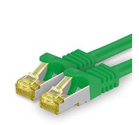 Cat.7 Patch Cable Set, S/FTP (PiMF) Ethernet LAN Network Cables, 10 Gigabits/10000 Mbps - High Speed - 600 MHz with Locking Protection, Halogen-Free (LSZH) Vert - 1 pièce 15m