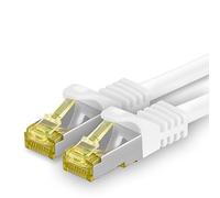 Cat.7 Patch Cable Set, S/FTP (PiMF) Ethernet LAN Network Cables, 10 Gigabits/10000 Mbps - High Speed - 600 MHz with Locking Protection, Halogen-Free (LSZH) Blanc - 1 pièce 10m