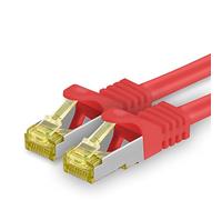 Cat.7 Patch Cable Set, S/FTP (PiMF) Ethernet LAN Network Cables, 10 Gigabits/10000 Mbps - High Speed - 600 MHz with Locking Protection, Halogen-Free (LSZH) Rouge - 1 pièce 0,25m
