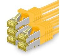 Cat.7 Patch Cable Set, S/FTP (PiMF) Ethernet LAN Network Cables, 10 Gigabits/10000 Mbps - High Speed - 600 MHz with Locking Protection, Halogen-Free (LSZH) Jaune - 5 pièces 1m