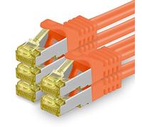 Cat.7 Patch Cable Set, S/FTP (PiMF) Ethernet LAN Network Cables, 10 Gigabits/10000 Mbps - High Speed - 600 MHz with Locking Protection, Halogen-Free (LSZH) Orange - 5 pièces 1m