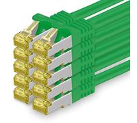 Cat.7 Patch Cable Set, S/FTP (PiMF) Ethernet LAN Network Cables, 10 Gigabits/10000 Mbps - High Speed - 600 MHz with Locking Protection, Halogen-Free (LSZH) Vert - 10 pièces 0,25m