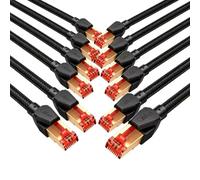 Cat 8 Ethernet Cable 0.5m-12pack Network internet 2000Mhz OFC/TU1-S/FTP | High-Speed Gold Plated RJ45 Gigabit Patch Cords black round Compatible with Cat 7/6/5 Routers, Monitor, Modems