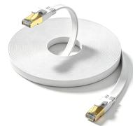 Cat 8 Ethernet Cable 10m,High-Speed 40Gbps 2000MHz Internet Cable (White) | Outdoor Indoor Flat S/FTP Patch Cord,Gold-Plated RJ45 Shielded Network LAN for Gaming,Router,Modem,Xbox,PS5