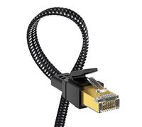 Cat 8 Ethernet Cable 1M, Nylon Braided High Speed Heavy Duty Network LAN Patch Cord, 40Gbps 2000Mhz SFTP RJ45 Flat Gigabit Internet Cable Shielded in Wall,Indoor&Outdoor for Modem/Router/Gaming/PC