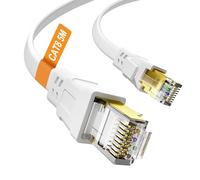 Cat 8 Ethernet Cable 5M, High Speed White Internet Cable 40Gbps 2000MHz STP Shielded Flat Cat8 Lan Cable with Gold Plated RJ45 Connector, Network Patch Cord for Modem, Switch, Router, Xbox, PS4/5