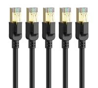 Cat 8 Ethernet Cable 6 ft-5Pack, 40Gbps 2000Mhz Patch Cord, Indoor&Outdoor High Speed Network Cable, 26AWG Heavy Duty Direct Burial Shielded SFTP Lan Wire, in Wall&Weatherproof RJ45 Cable for Router