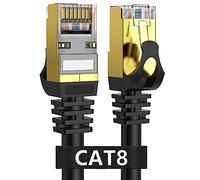 Cat 8 Ethernet-Kabel, 10.7 m, geschirmt, für drinnen und draußen, strapazierfähig, Hochgeschwindigkeit, SFTP-Patchkabel, in der Wand und wetterfestes RJ45-Kabel für Router/Modem. /Xbox