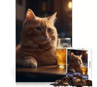Cat A Glasses of Beer Jigsaw Puzzle for Adults 1000 Pieces Thinking Skill Pleasant Downtime Neat Edges Chic Xmas Gift (50x75cm)