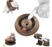 Cat Accordion - Designed for Abyssinian Cats - 3-in-1 Corrugated Cardboard Cat Scratching Toy with Ball, Interactive Cat Tunnel, and Scratching Mat A