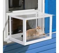 Cat Acrylic Outdoor Window Box with Wooden Frame for Sunbathing, Napping, and Enjoying Views
