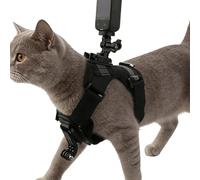 Cat Action Mount Vest - 1/4 Inch Adjustable Nylon Harness 1.5-6kg | POV Video Recording J-Mount Swivel Adapter | Lightweight Stable Gear | Outdoor Hike Walk Training - Kitten Adult Travel
