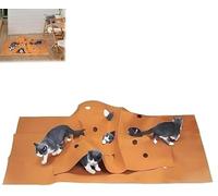 Cat Activity Play Mat,Hide and Seek Cat Plays Crinkle Mats Toy,Fun Interactive Pet Rug,Cats Activity Plays Pad,Encourage Hunting,Space-Saving Design,Easy to Clean (A)