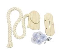 Cat Activity Window Climbing Rope - Wood Strong Mounted Suction Trainer, Hanging Scratch Cord, Feline Play Exercise Climb Gear, Enrichment For Engagement Equipment | Kitten Adult Cats Household Res