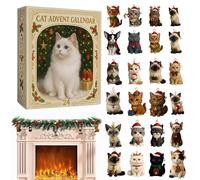 Cat Advent 2025 Calendar, 2D Acrylic Cute Cat Calendar with 24Boxes, 24 Days Christmas Countdown Calendars with 24 Pieces Kitten Ornament Pendant, Gif-t for Cats Lovers' Christmas Tree