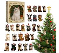 Cat Advent Calendar 2025,24 Days Cats Christmas Countdown Calendar,2D Acrylic Kitten Ornament for Christmas Tree Decoration, Holiday Cat Ornaments for Tree & Home Decor